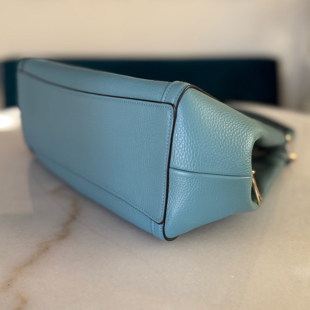 Coach Kristy Shoulder Bag Blue Textured Pebble Leather $478 - Picture 8 of 15